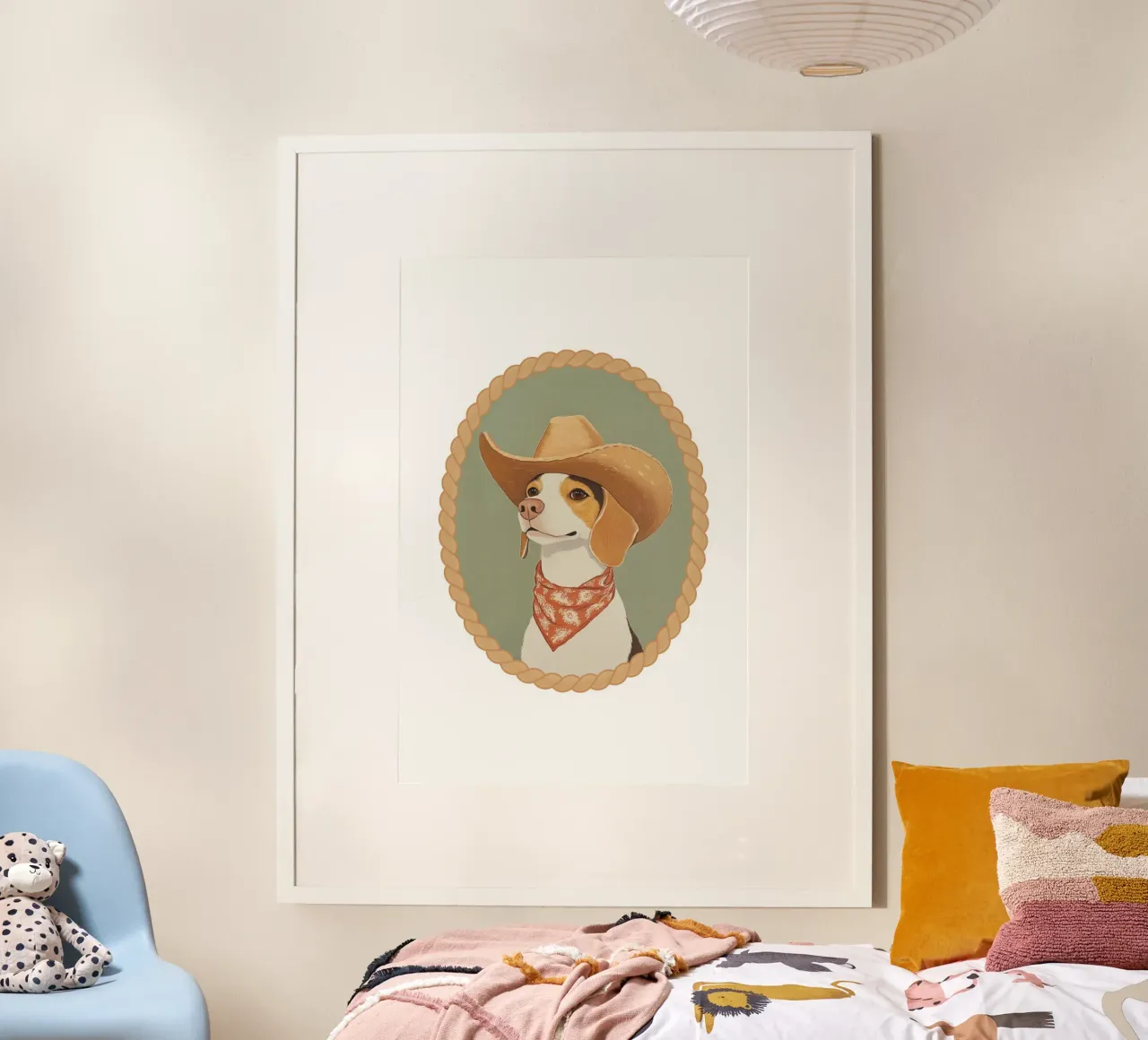 Perro Beagle con sombrero de vaquero poster de Jungle Joy Art