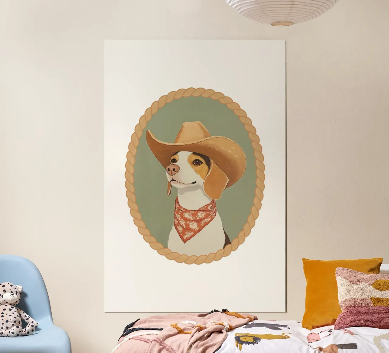 Perro Beagle con sombrero de vaquero poster de Jungle Joy Art