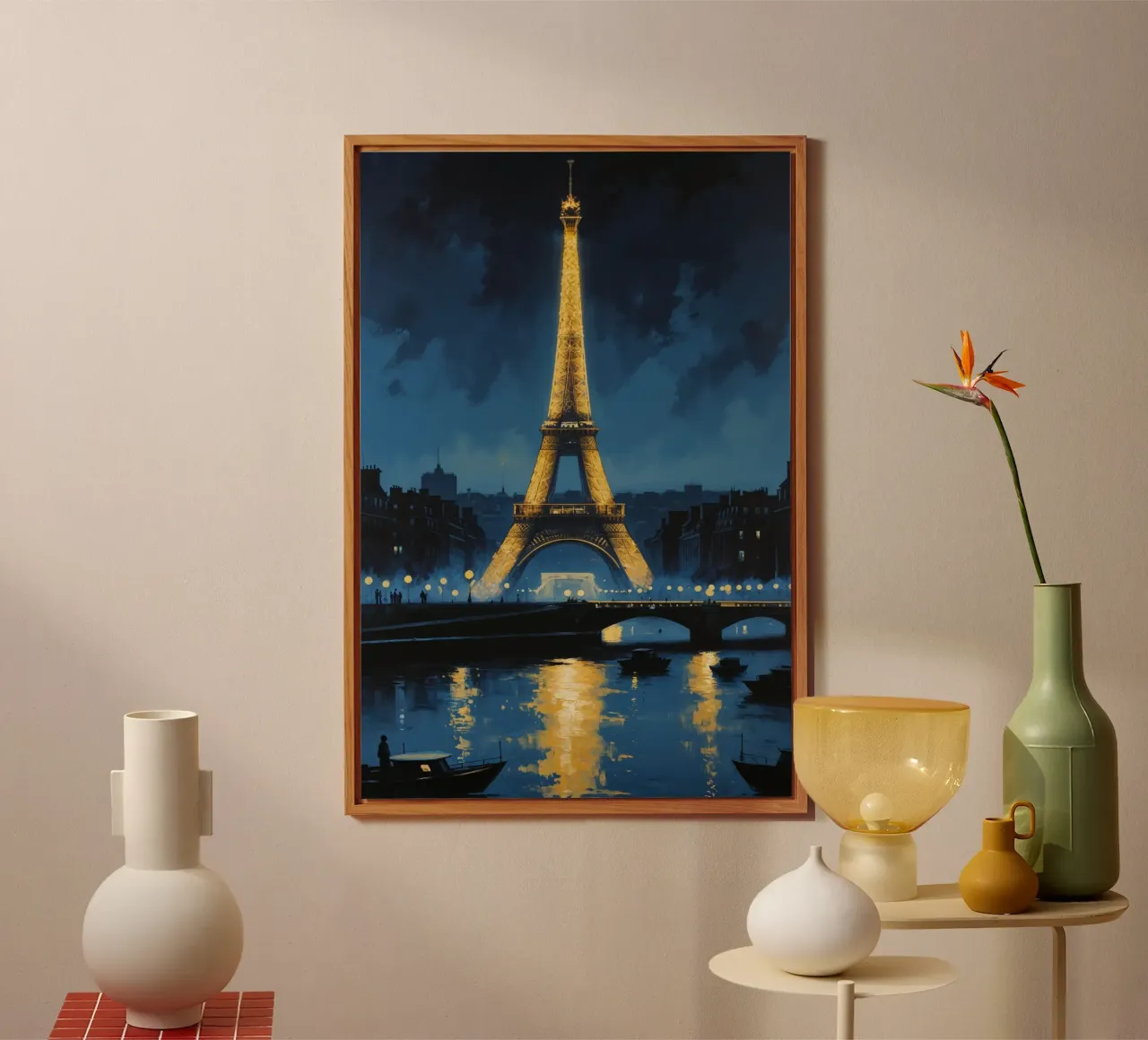Eiffel Tower Reflections: Nighttime Glow alu-dibond by AlbertKlee