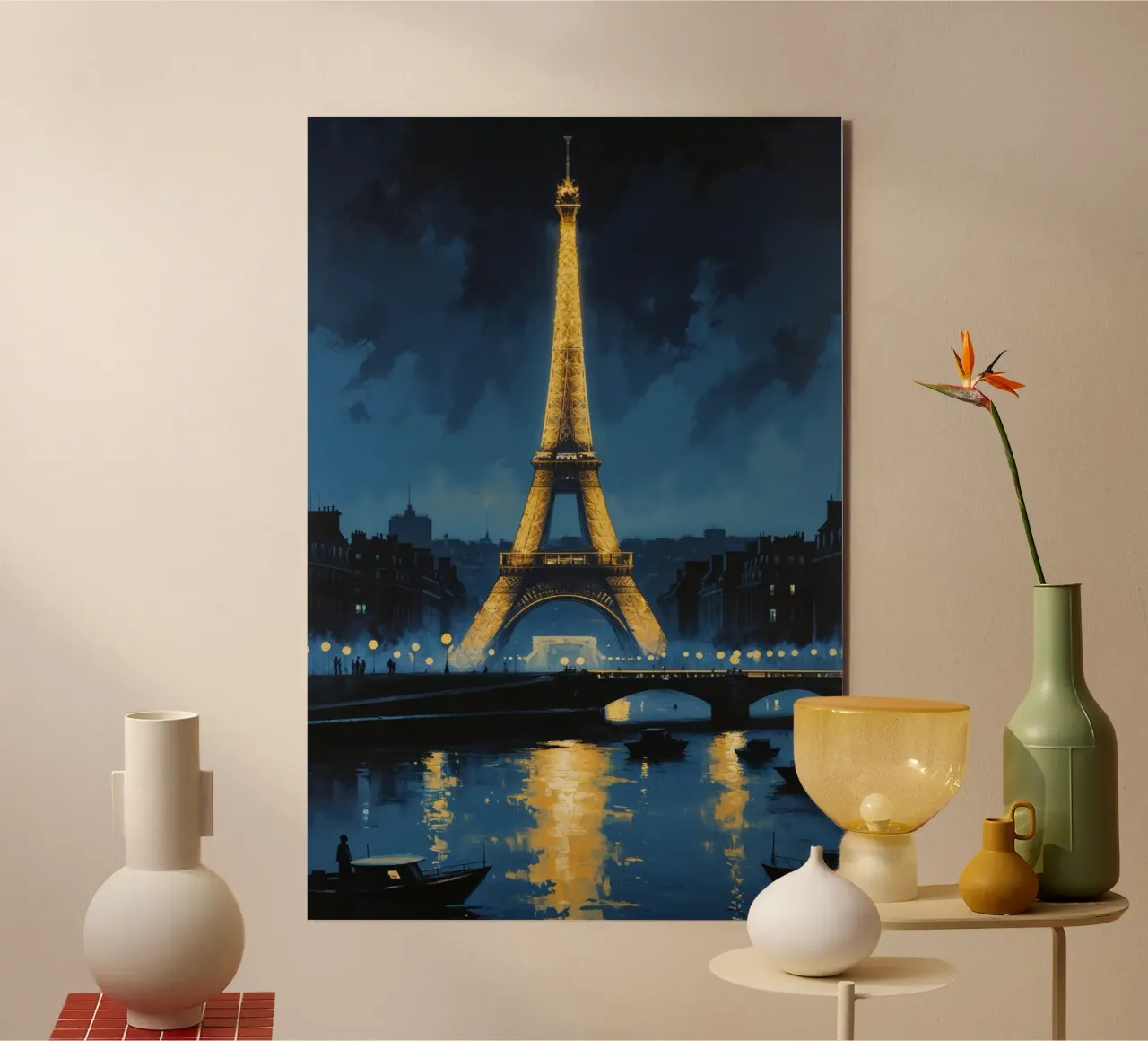 Eiffel Tower Reflections: Nighttime Glow alluminio dibond da AlbertKlee
