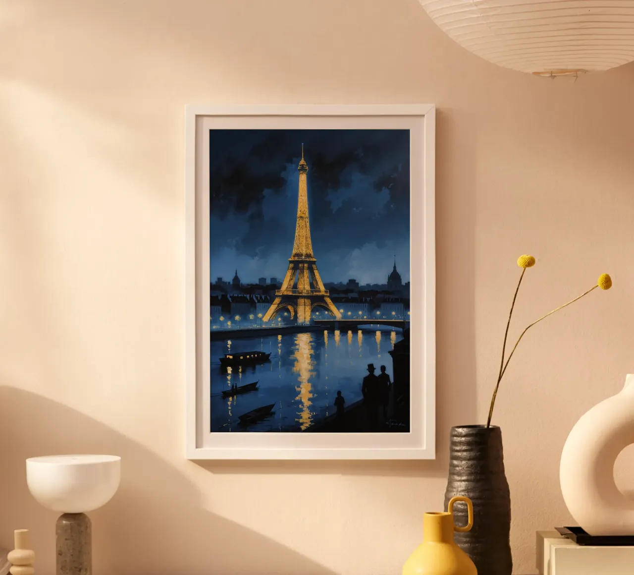 Parisian Nights: Golden Eiffel Tower carta hahnemühle da AlbertKlee