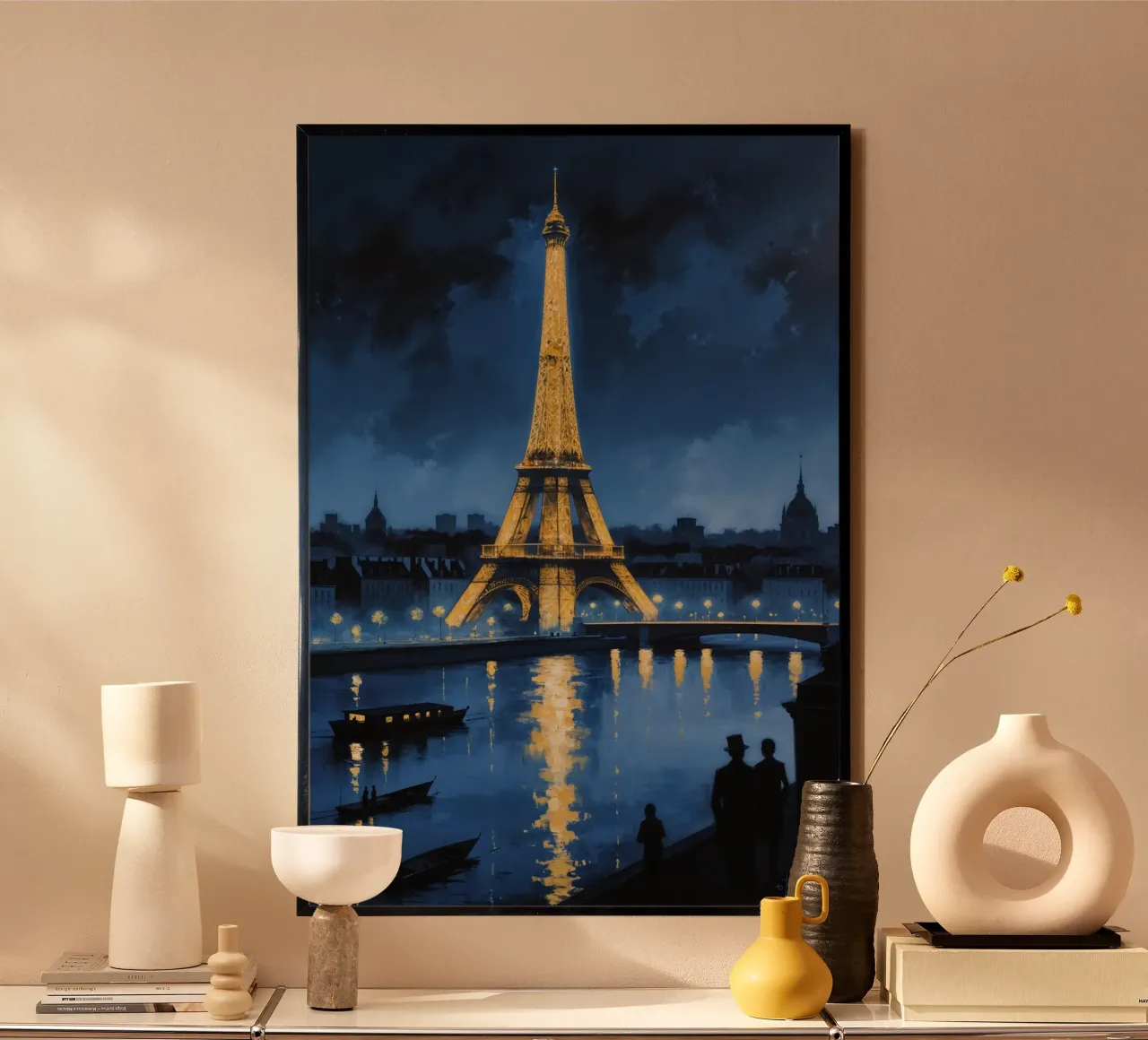Parisian Nights: Golden Eiffel Tower carta hahnemühle da AlbertKlee