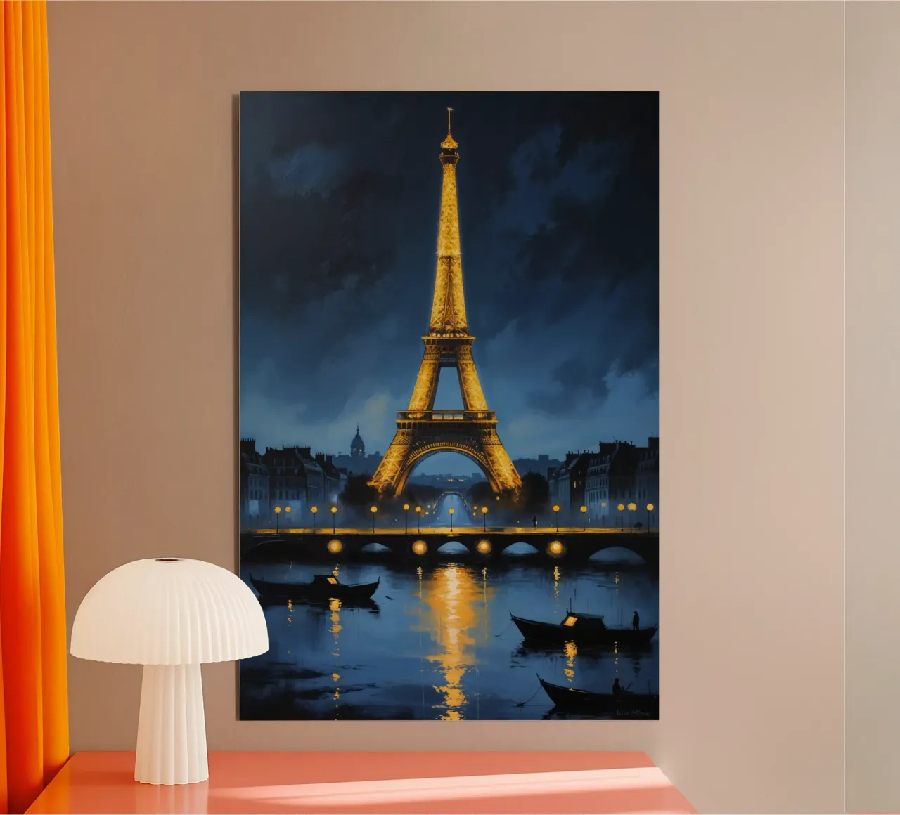 Paris Lights: The Eiffel Tower and Seine alluminio dibond da AlbertKlee