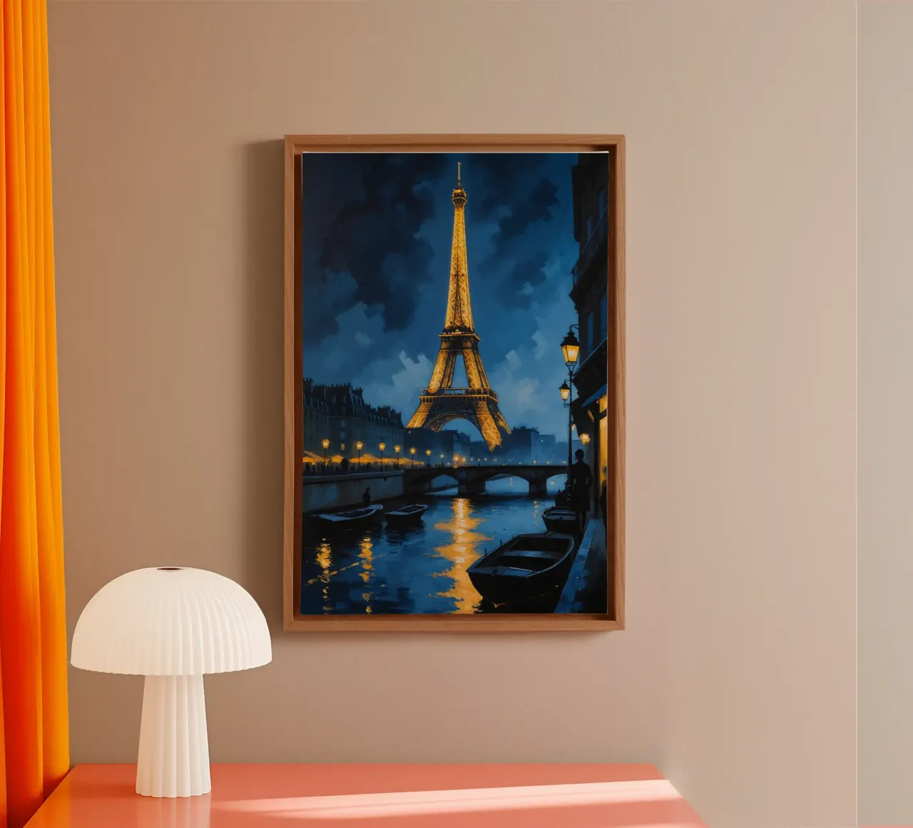 Nocturnal Paris: Eiffel Tower's Radiance tela con Cornice a cassetta da AlbertKlee