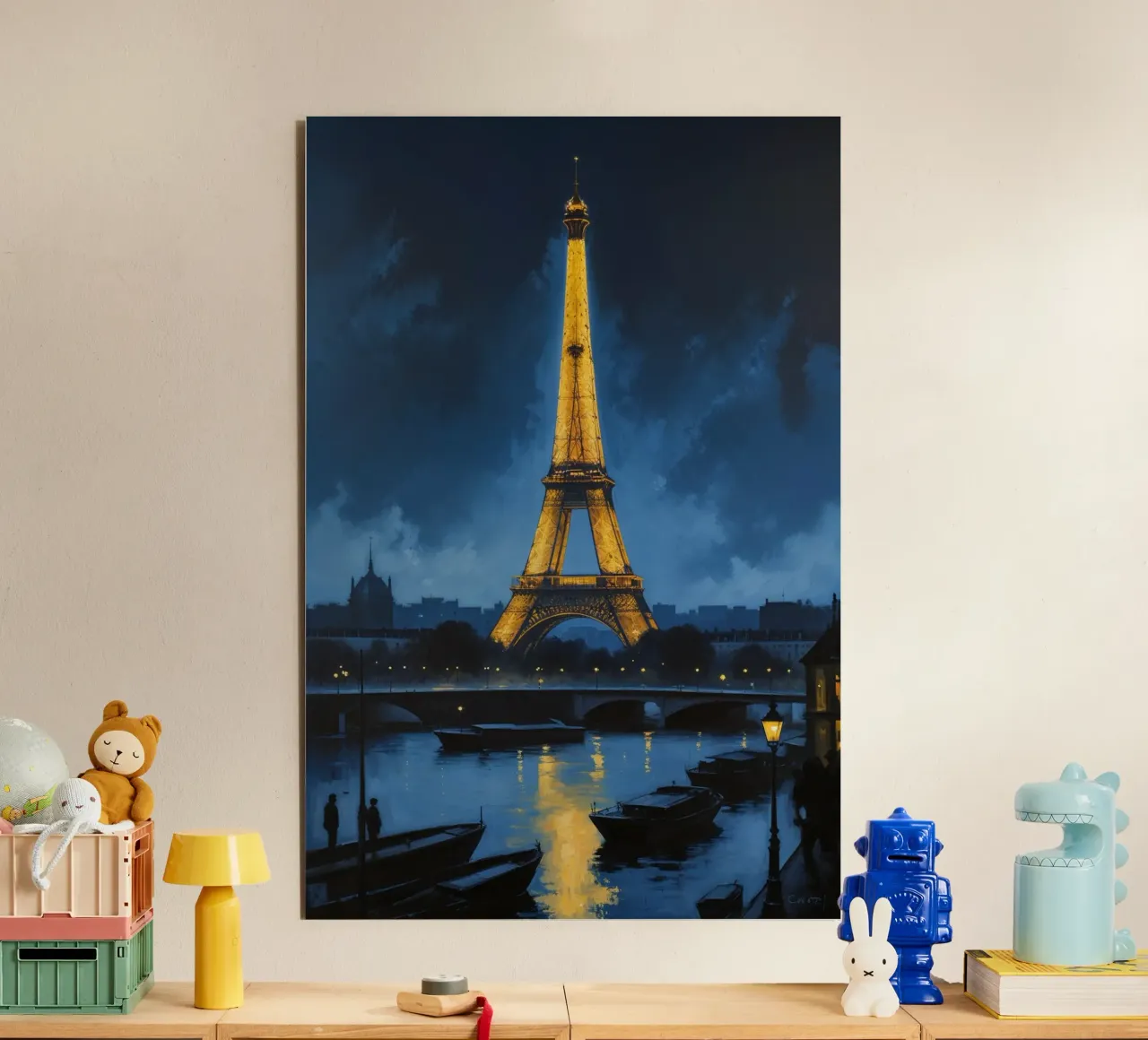 Golden Nights: Eiffel Tower Reflections alluminio dibond da AlbertKlee