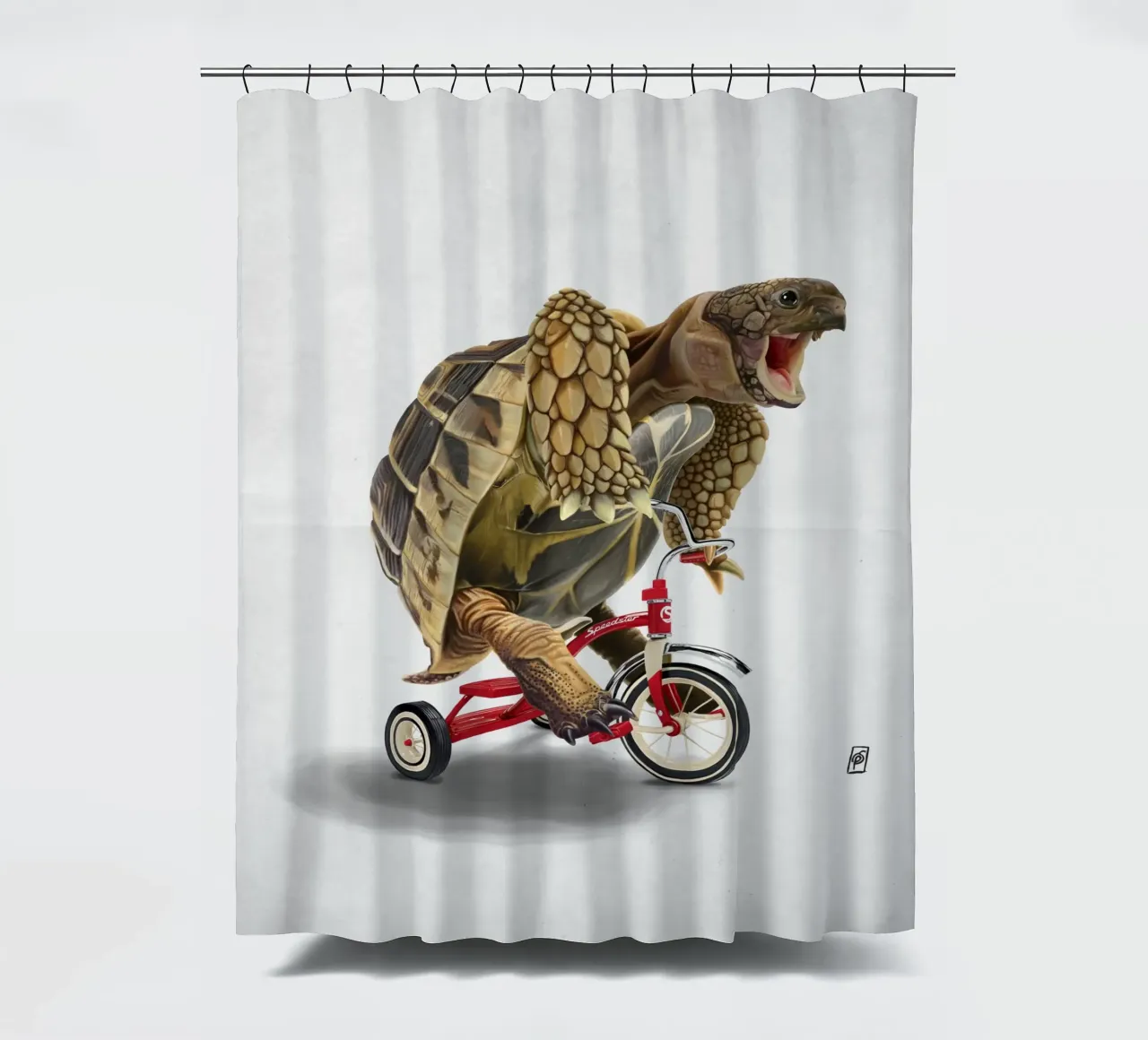 Speedster (Wordless) shower curtain by Rob Art | Illustration