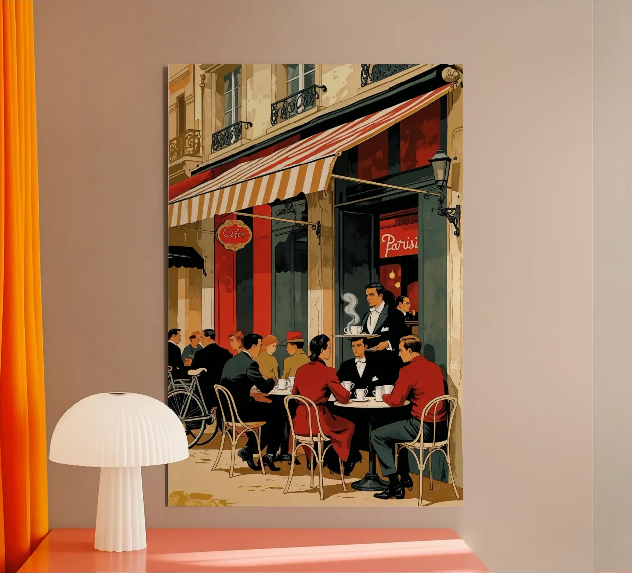 Parisian Café Vibes in Vintage Style alluminio dibond da AlbertKlee