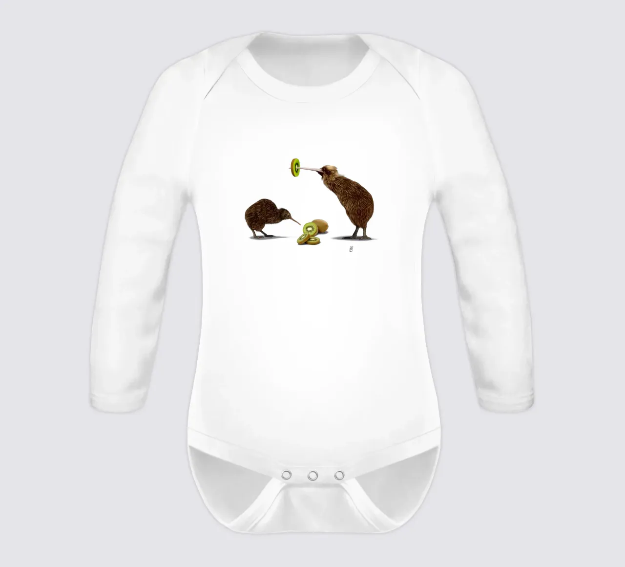 Kiwi (Wordless) Langarm Babybody von Rob Art | Illustration