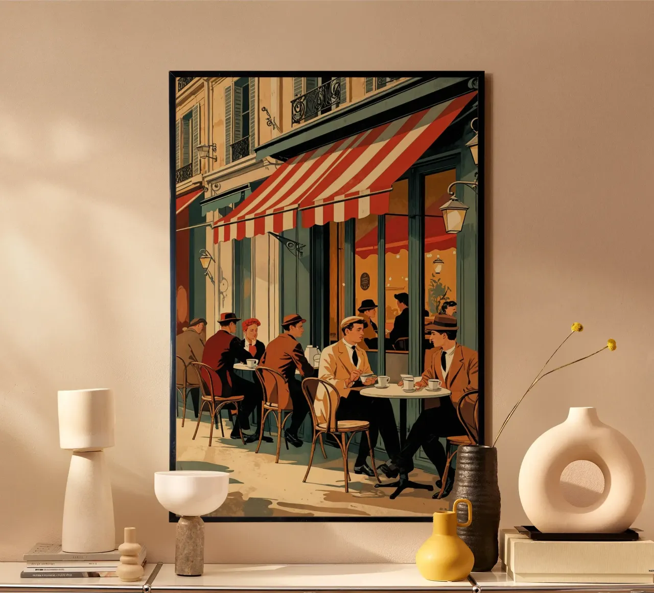 Parisian Café Scene with Elegant Details carta hahnemühle da AlbertKlee