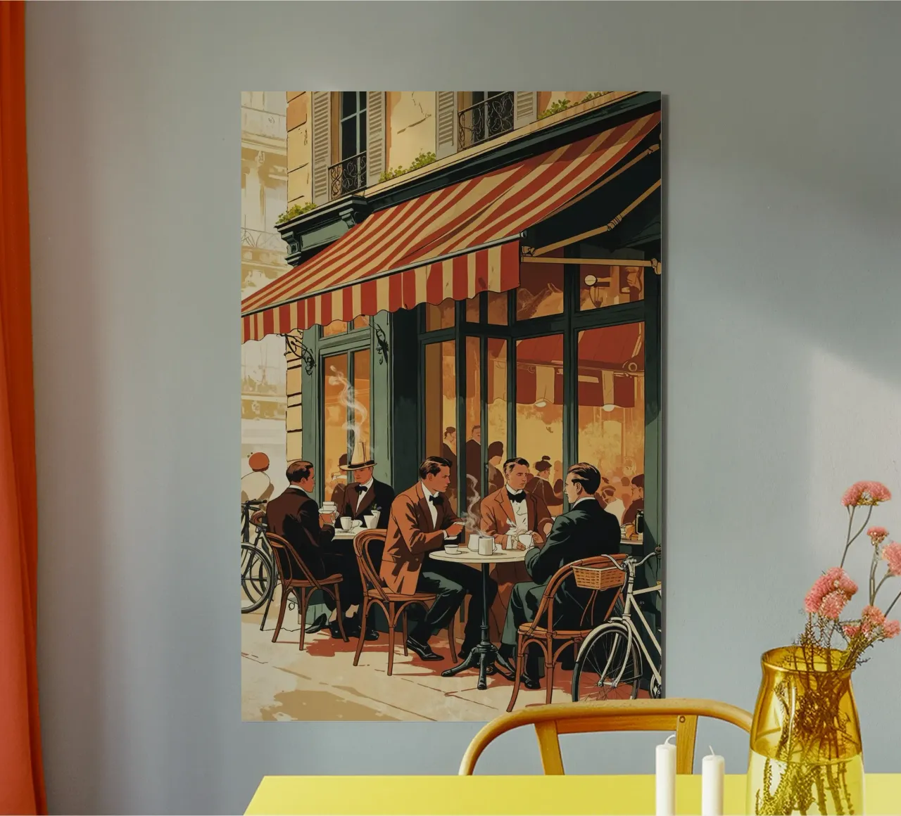 Cozy Parisian Street Café Moment alluminio dibond da AlbertKlee