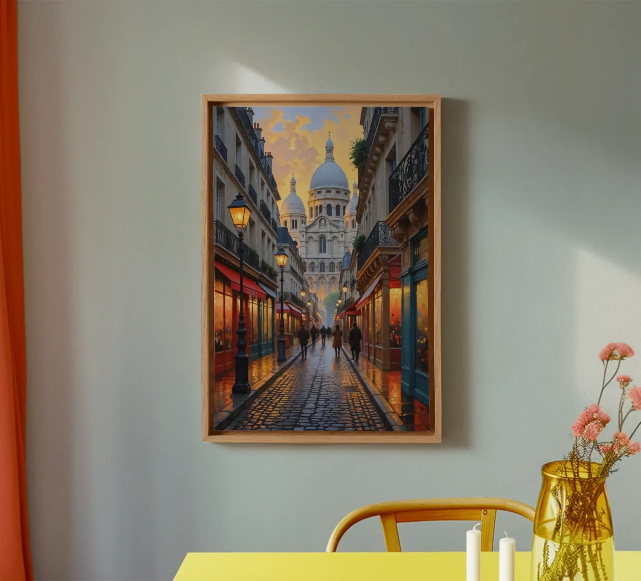 Sacré-Cœur Glow on Cobbled Parisian Streets canvas van AlbertKlee