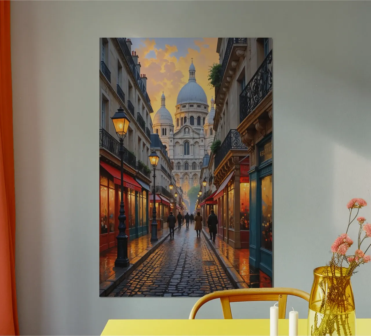 Sacré-Cœur Glow on Cobbled Parisian Streets carta hahnemühle da AlbertKlee