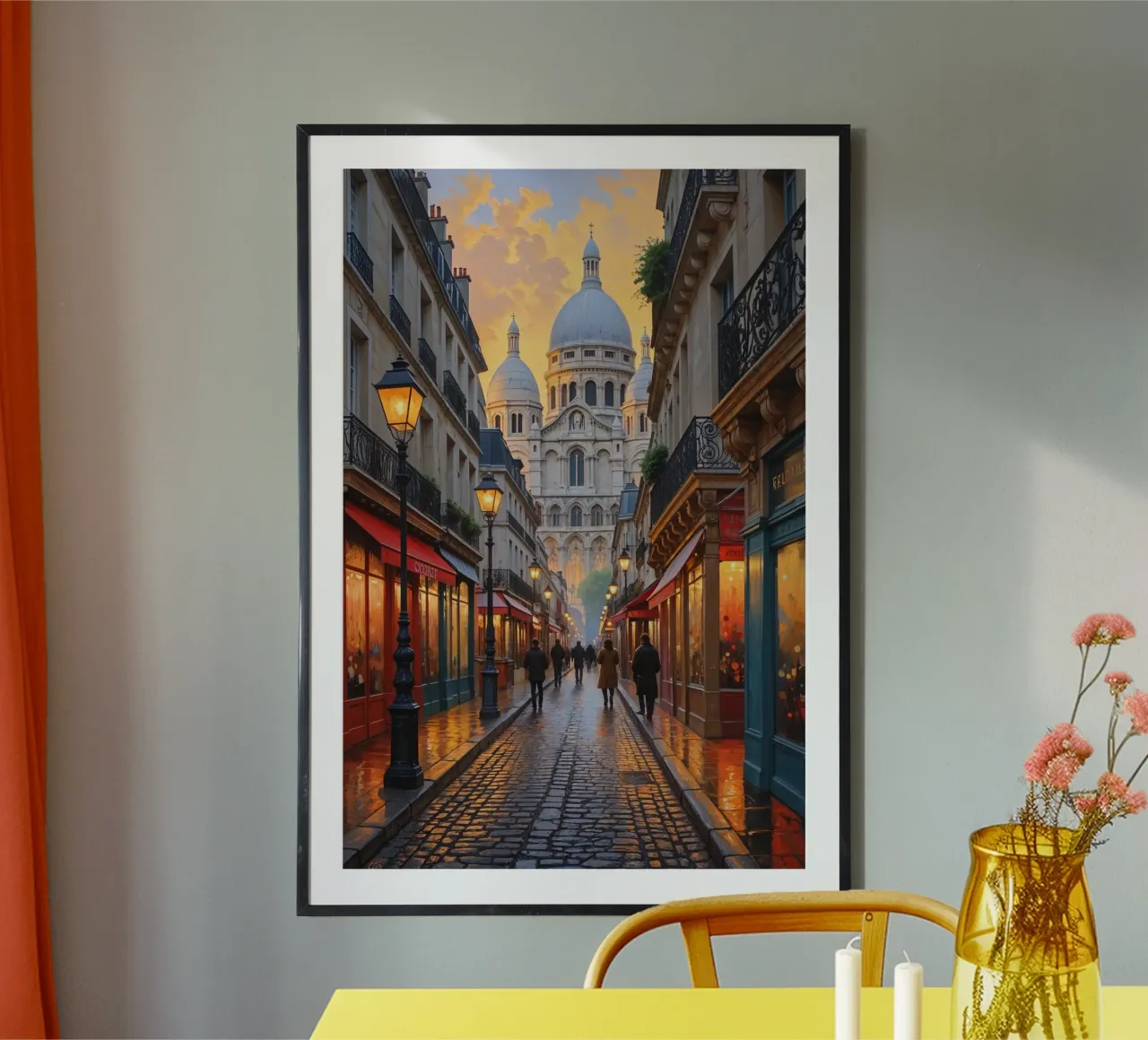 Sacré-Cœur Glow on Cobbled Parisian Streets carta hahnemühle da AlbertKlee