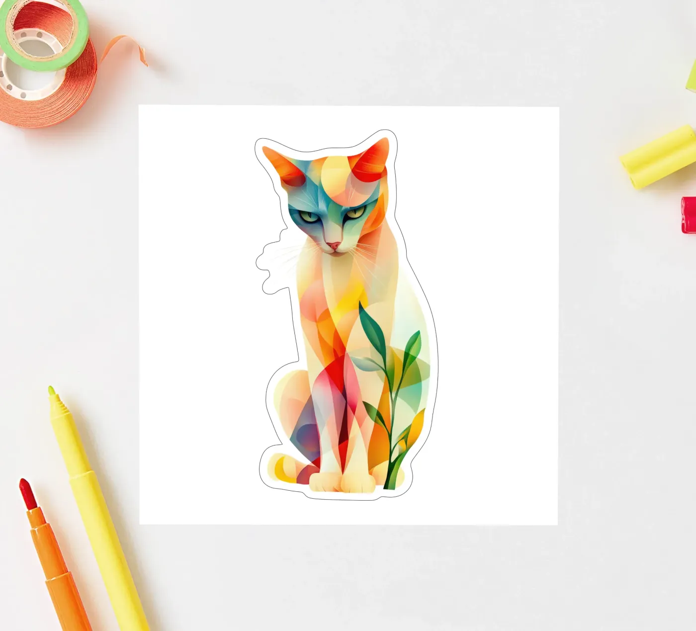 Cat sticker van Art Unleashed