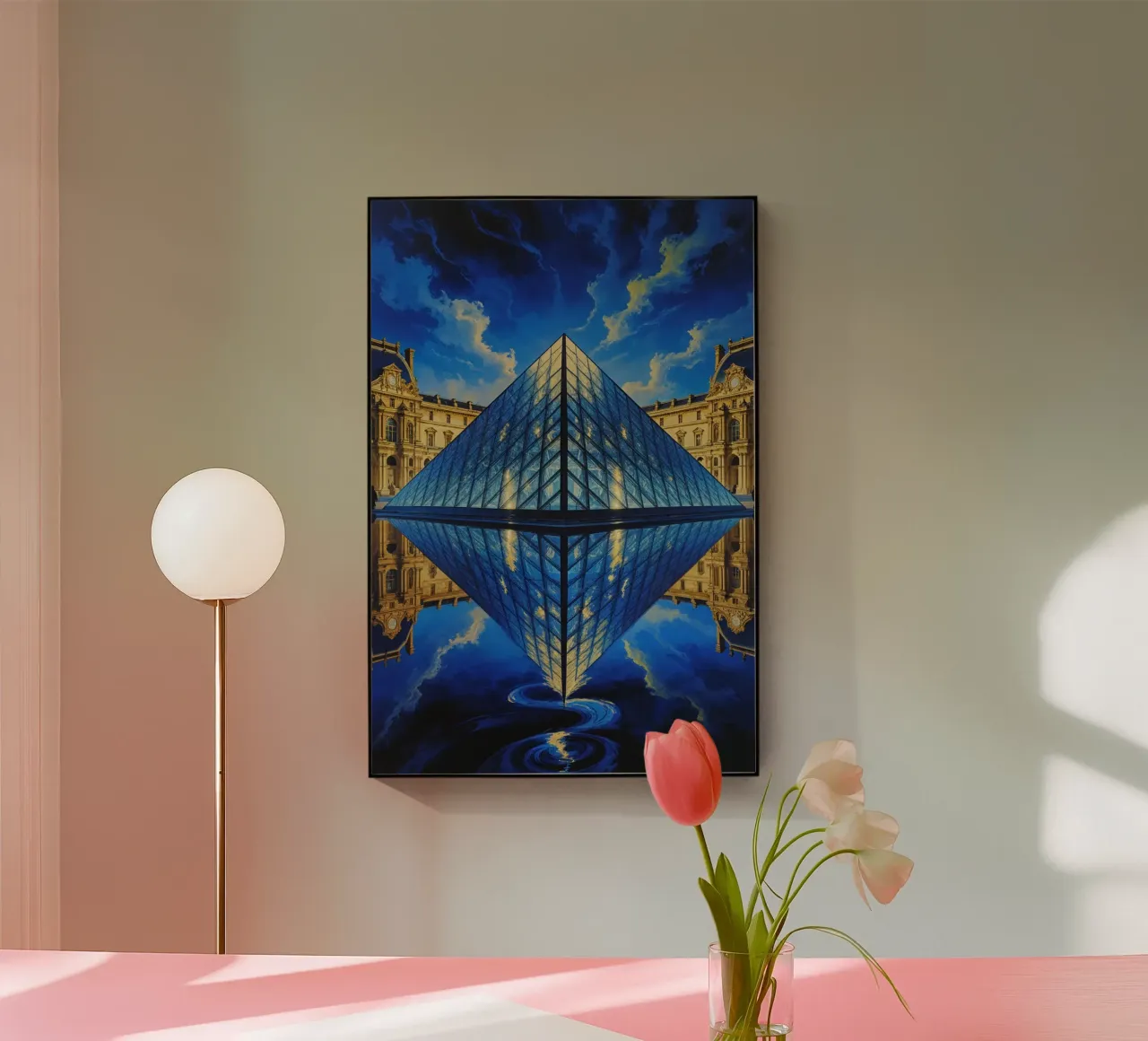 Surreal Louvre Pyramid in a Celestial Setting Acryl-Glas von AlbertKlee