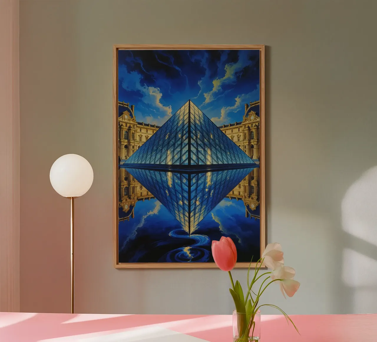 Surreal Louvre Pyramid in a Celestial Setting aluminium-dibond van AlbertKlee