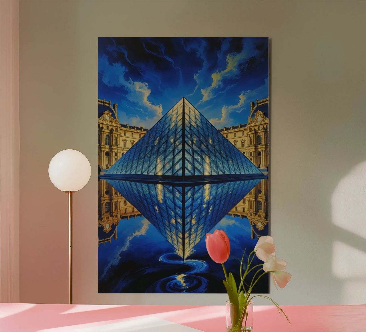Surreal Louvre Pyramid in a Celestial Setting alluminio dibond da AlbertKlee