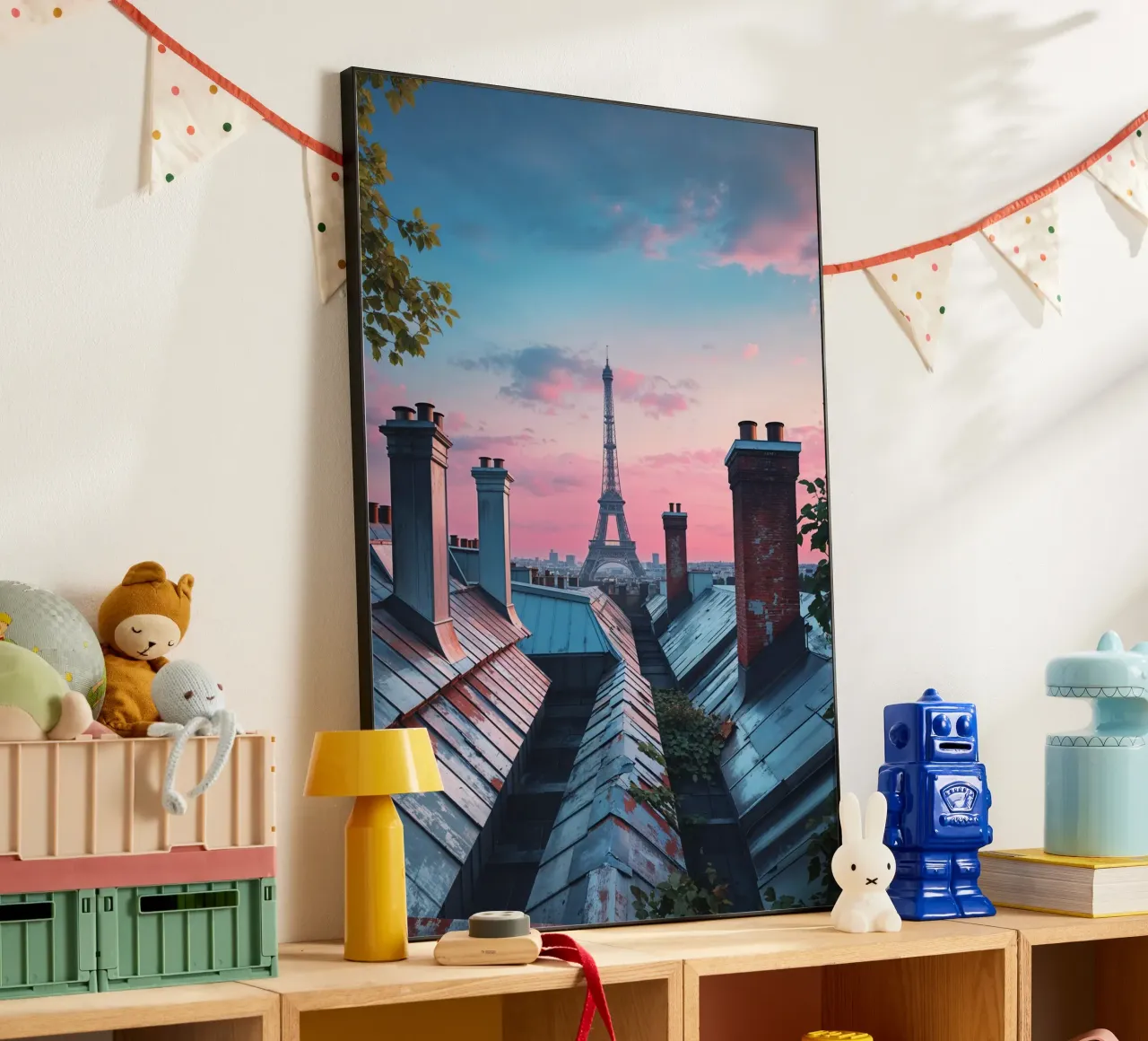 Rooftop Views of the Eiffel Tower at Sunset aluminium-dibond van AlbertKlee