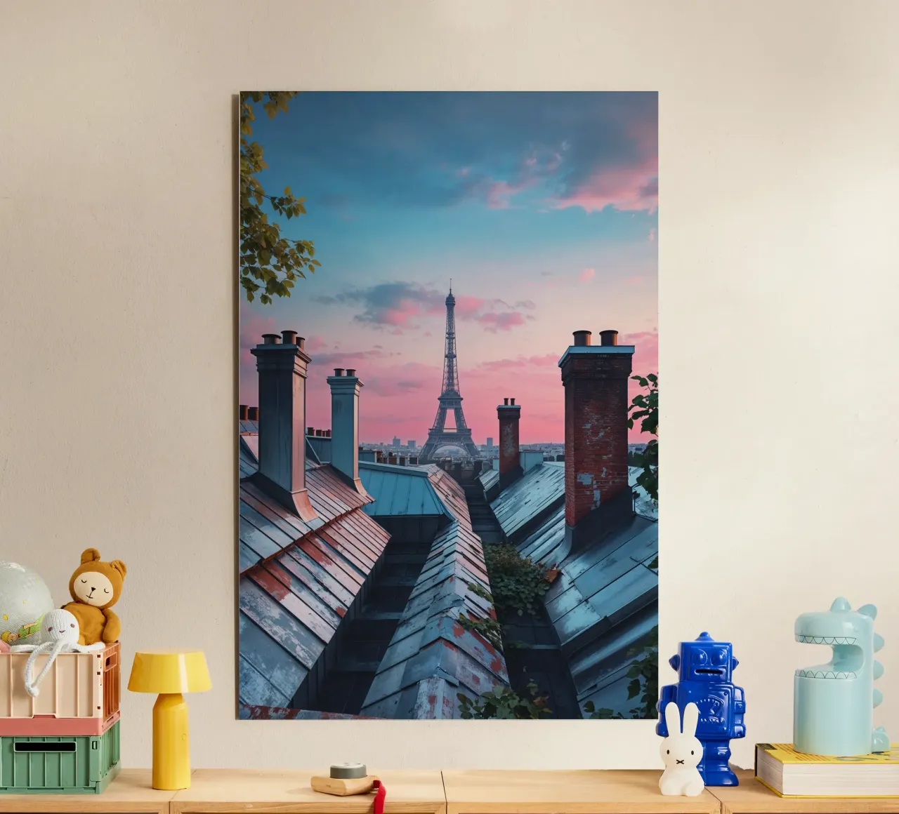 Rooftop Views of the Eiffel Tower at Sunset aluminium-dibond van AlbertKlee