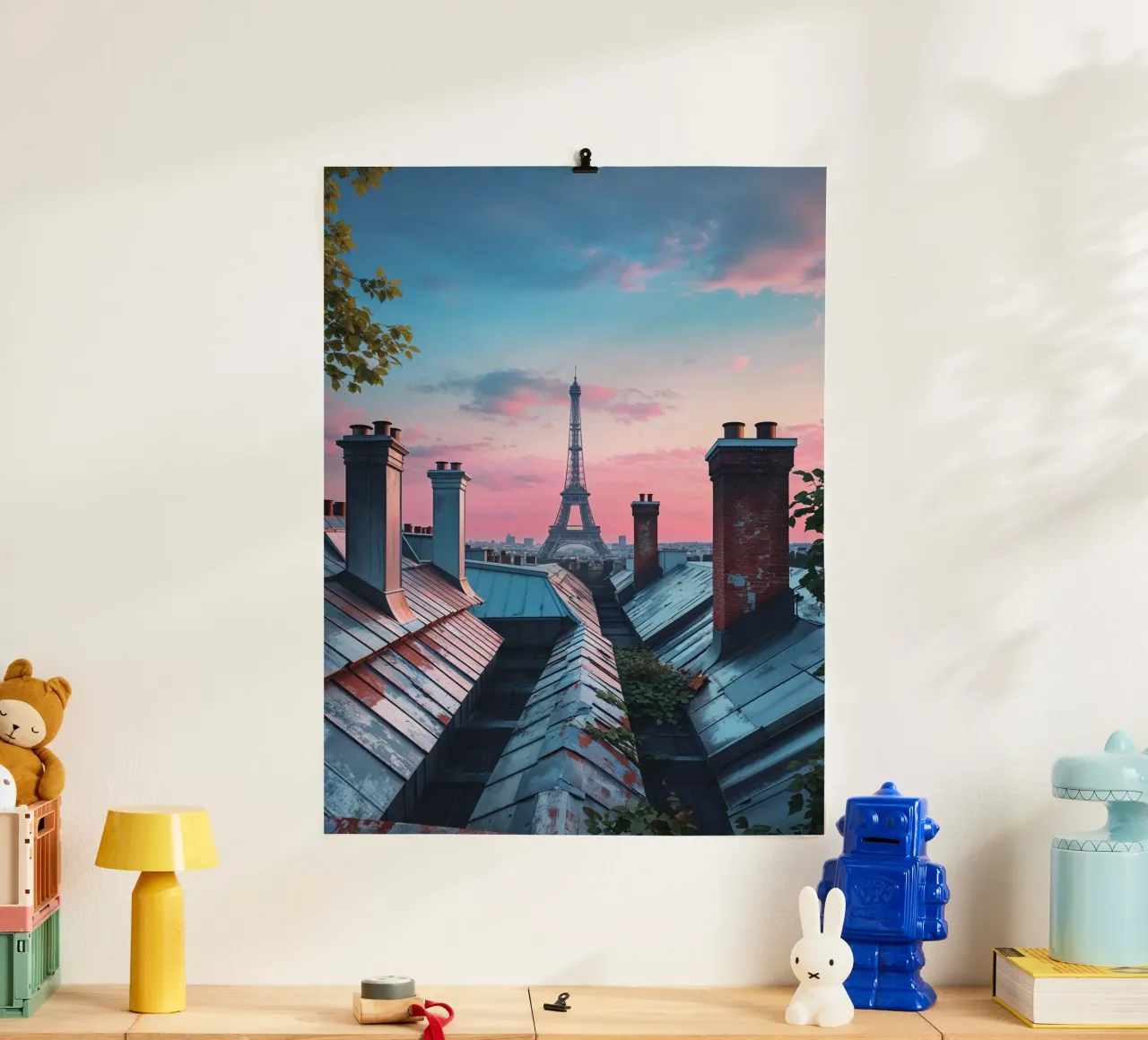 Rooftop Views of the Eiffel Tower at Sunset poster by AlbertKlee