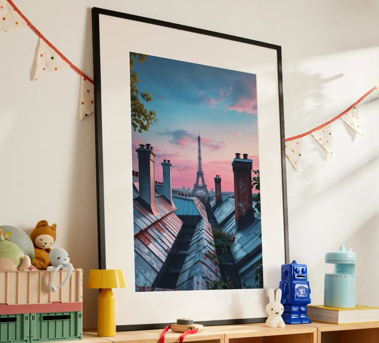 Rooftop Views of the Eiffel Tower at Sunset poster by AlbertKlee