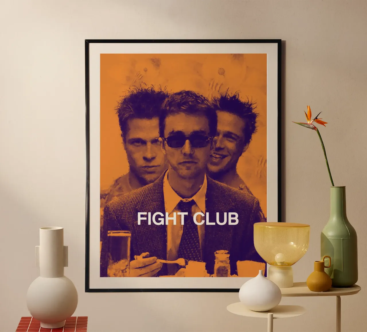 Fight Club Cult Classic Movie poster con marco de madera de Attaboy Dsgn