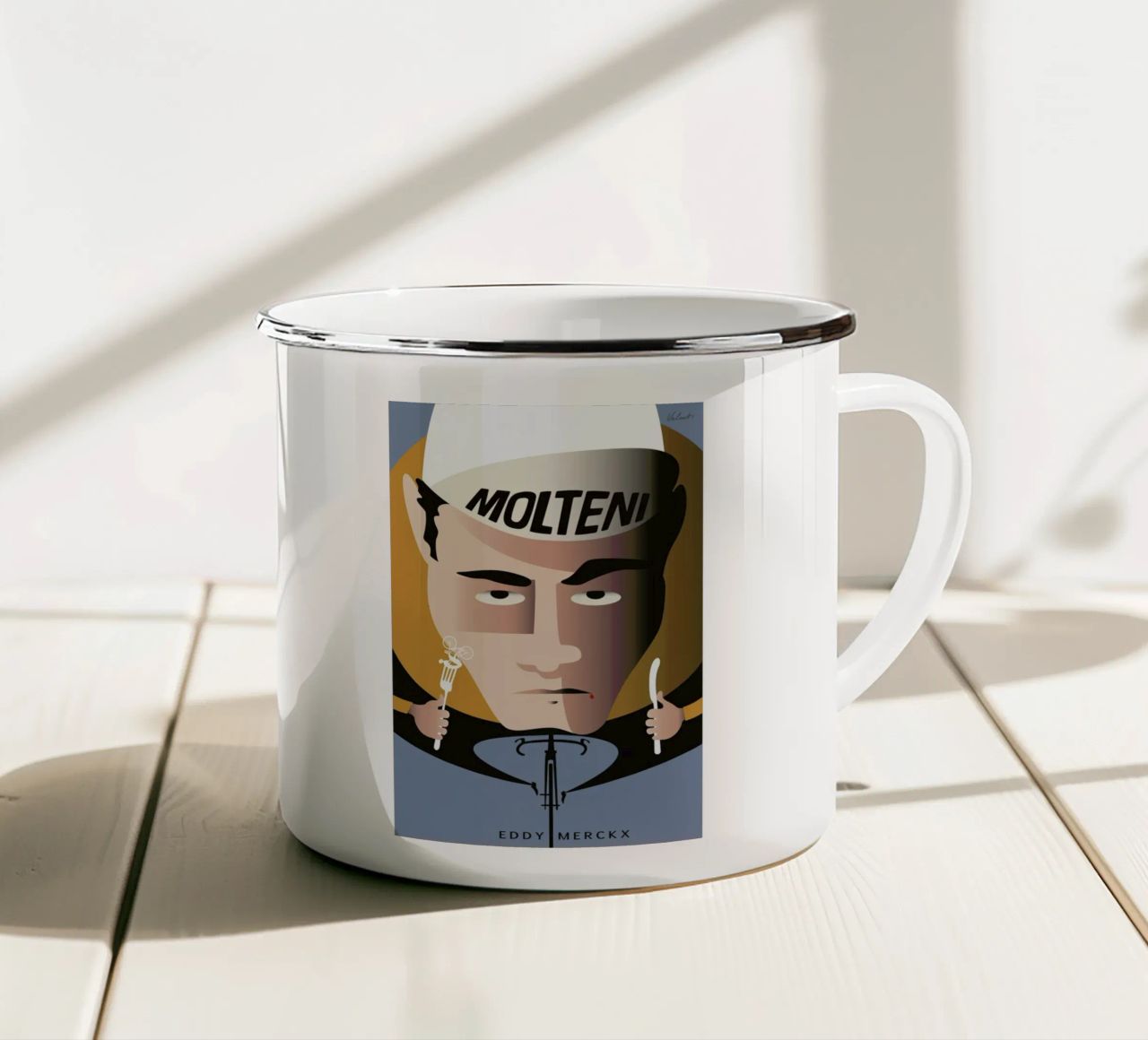 Merckx tazza in smalto da Michael Valenti