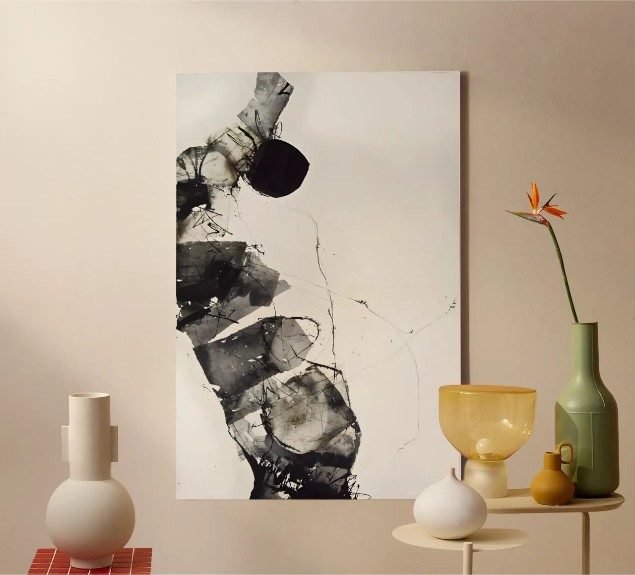 The art of darkness: structure and depth canvas with Floater frame by Kunst und Kontrast