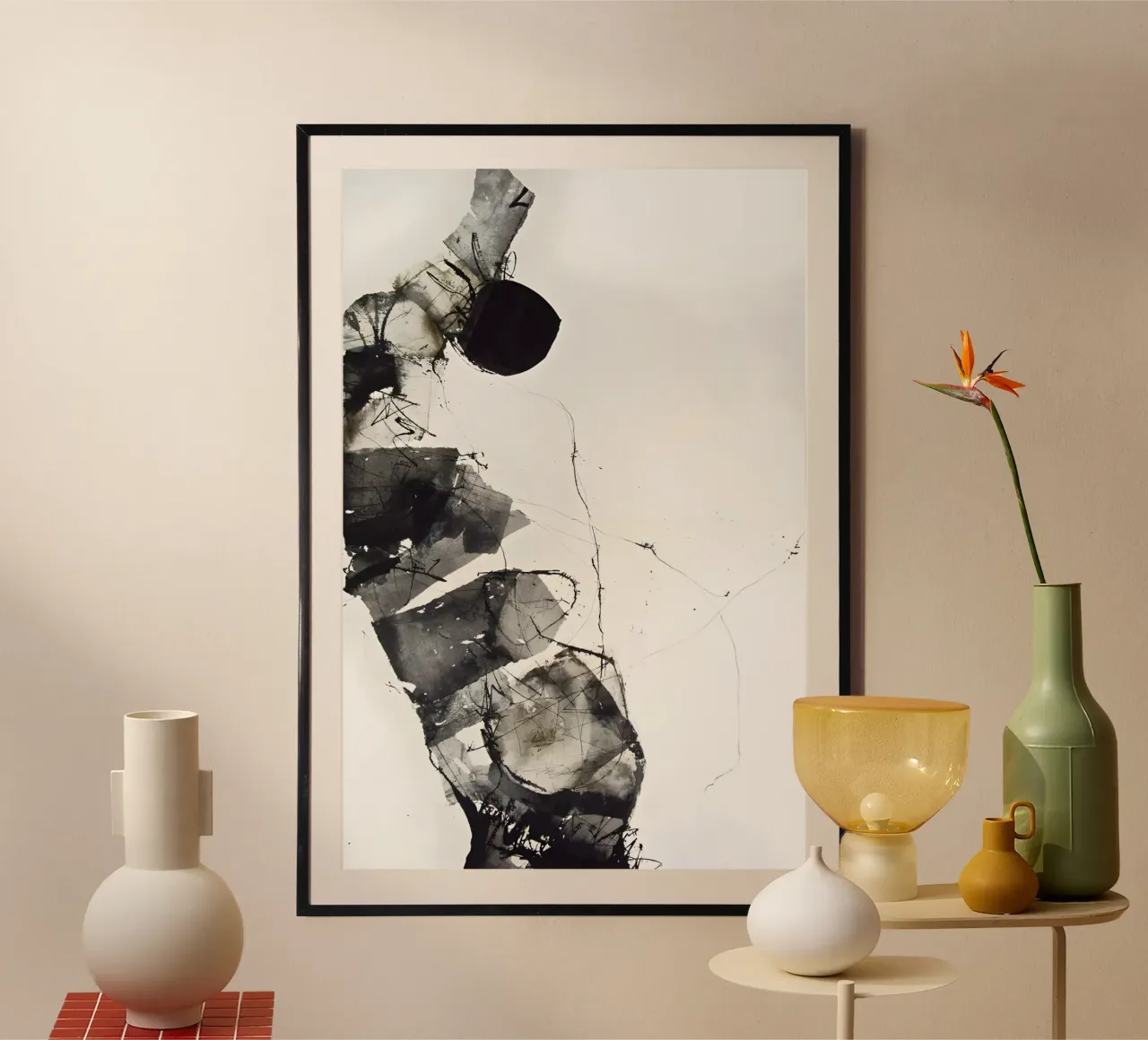 De kunst van duisternis: structuur en diepte poster met houten frame van Kunst und Kontrast