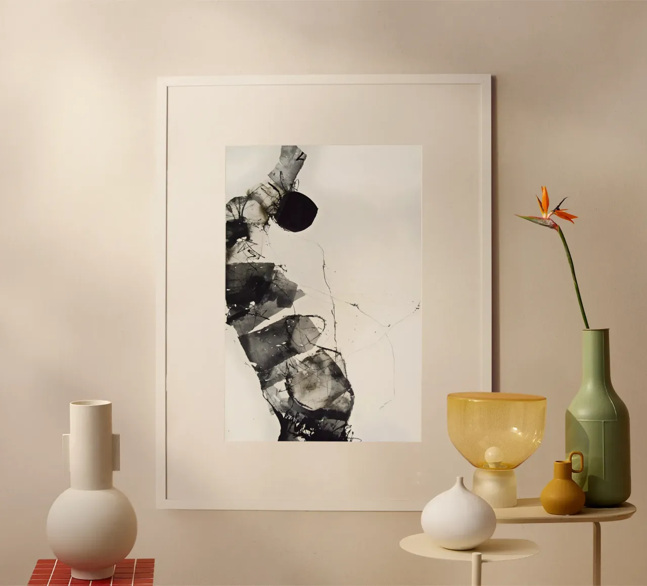 De kunst van duisternis: structuur en diepte poster met houten frame van Kunst und Kontrast
