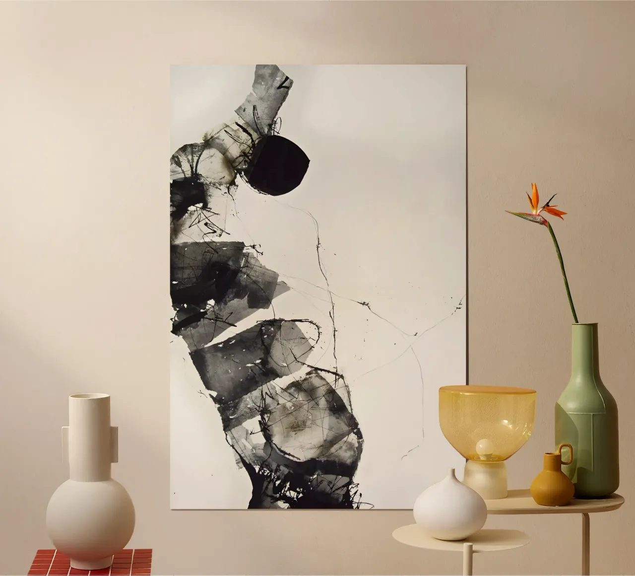 De kunst van duisternis: structuur en diepte poster met houten frame van Kunst und Kontrast