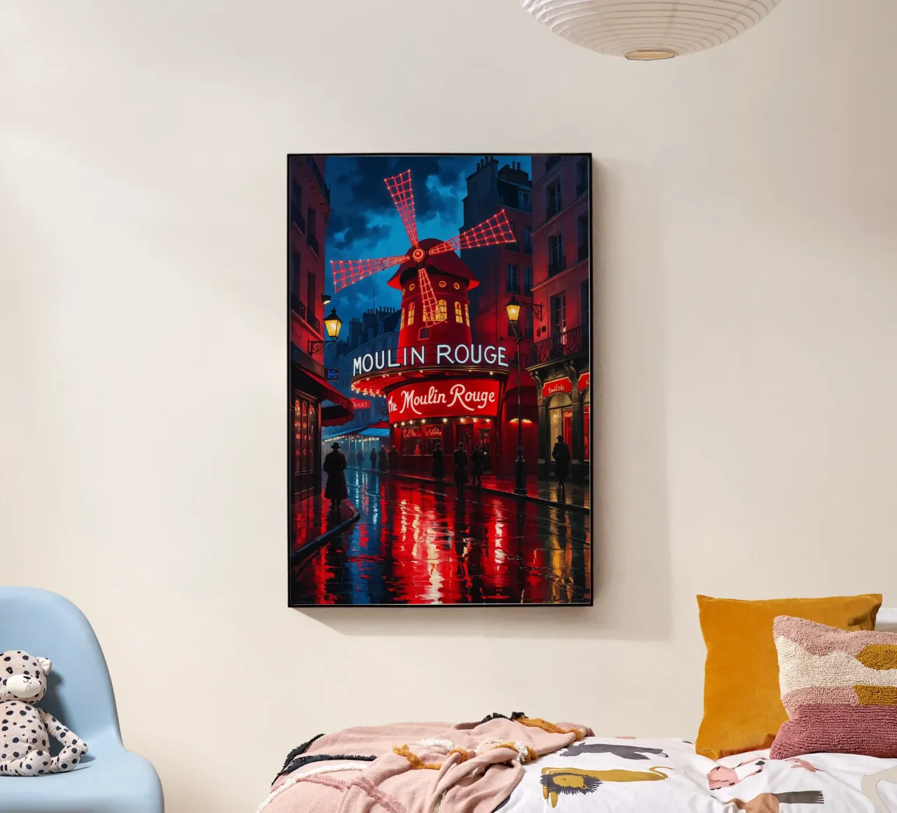 Moulin Rouge under a Neon Glow acrylic glass by AlbertKlee