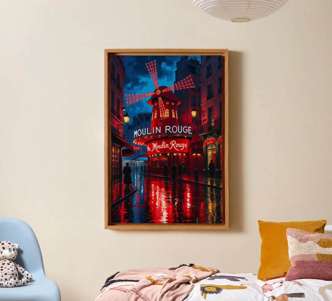 Moulin Rouge under a Neon Glow canvas met Baklijst van AlbertKlee