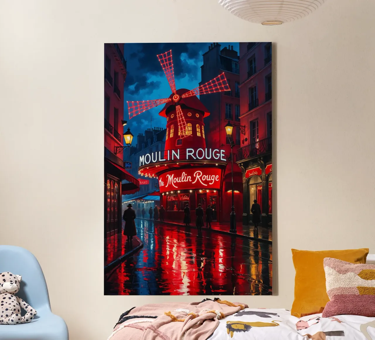 Moulin Rouge under a Neon Glow canvas met Baklijst van AlbertKlee