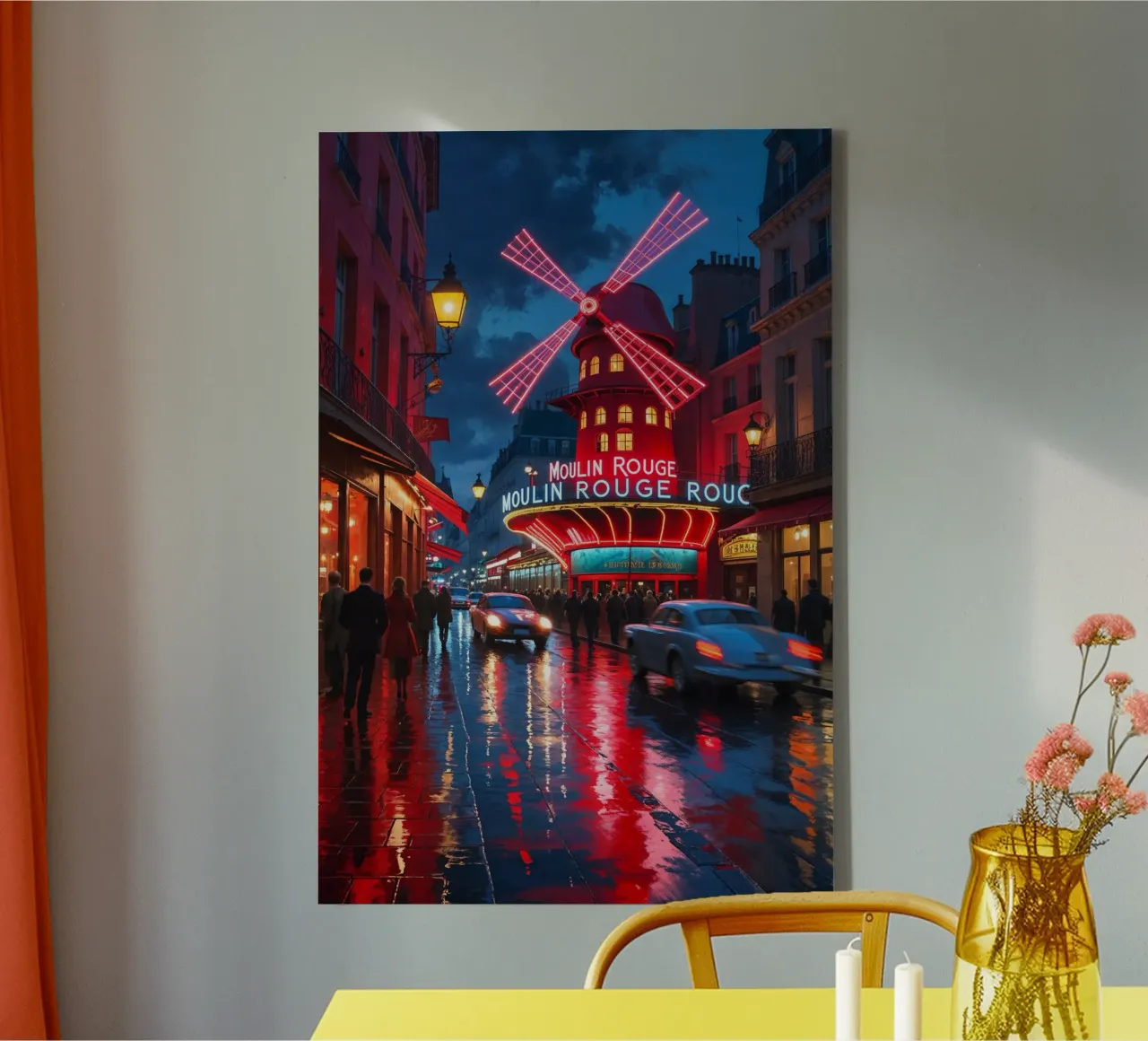 Neon Elegance at Moulin Rouge tela con Cornice a cassetta da AlbertKlee