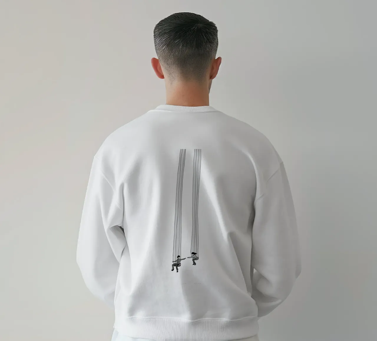 Rocking connectedness: minimalist linear artwork sweatshirt by Kunst und Kontrast