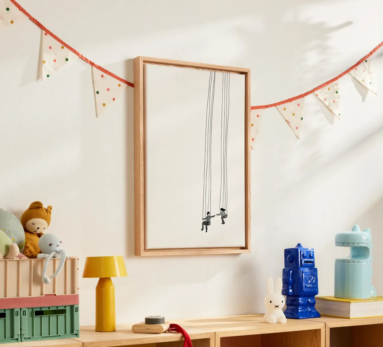 Rocking connectedness: minimalist linear artwork canvas by Kunst und Kontrast