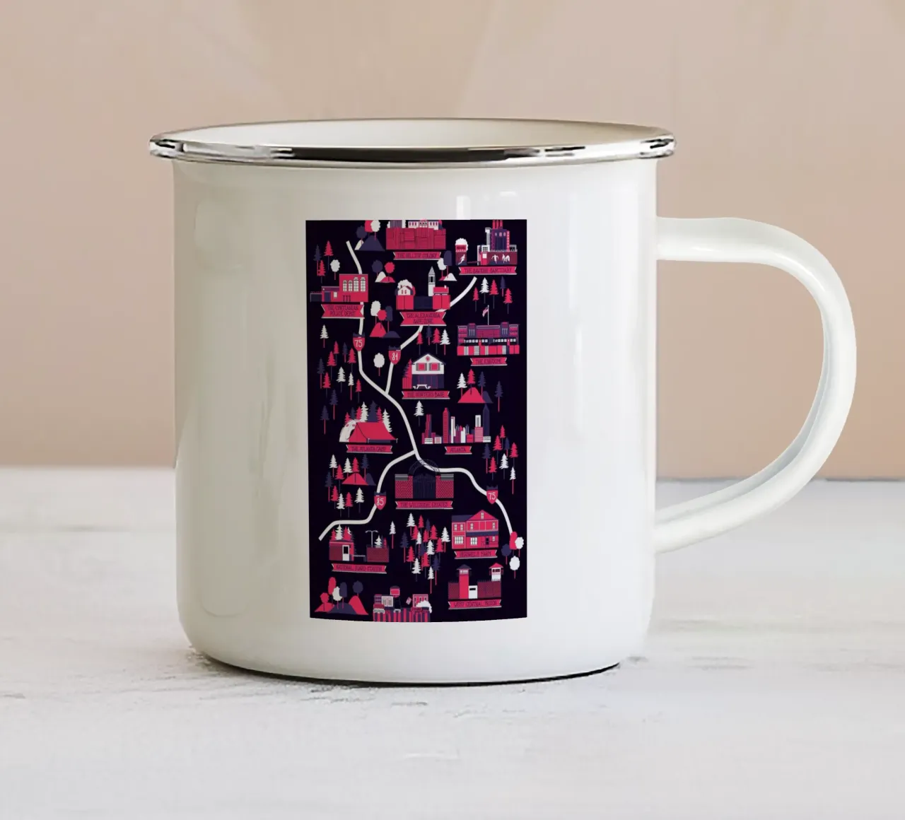 The Walking Dead map Emaille Tasse von Róbert Farkas