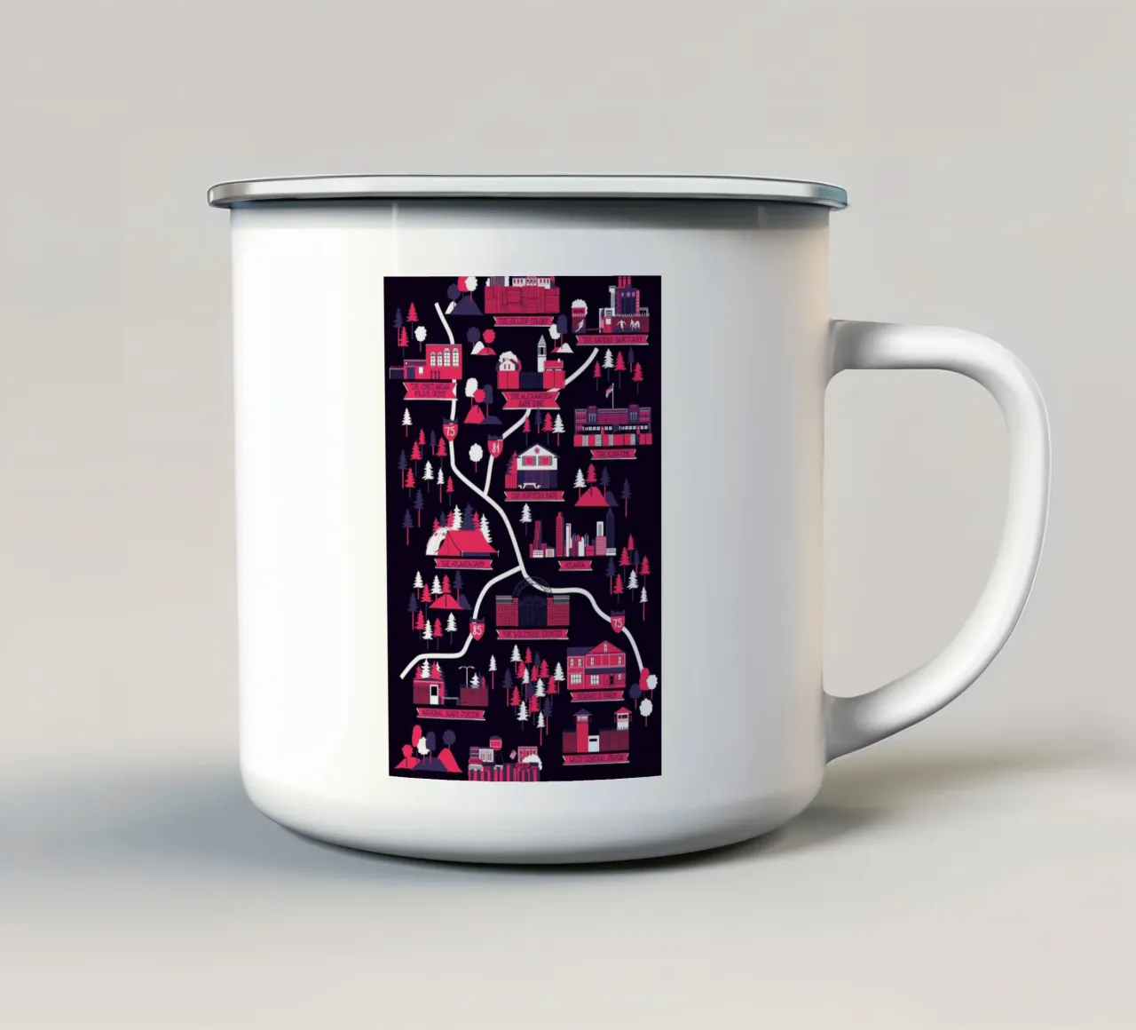 The Walking Dead map Emaille Tasse von Róbert Farkas