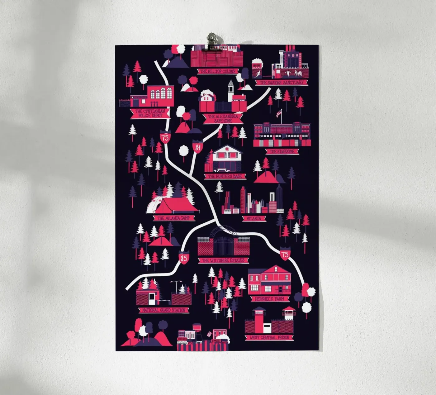 The Walking Dead map Poster von Róbert Farkas