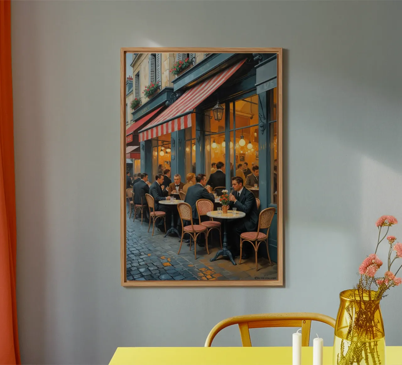 Parisian Café with Vibrant Atmosphere alluminio dibond da AlbertKlee