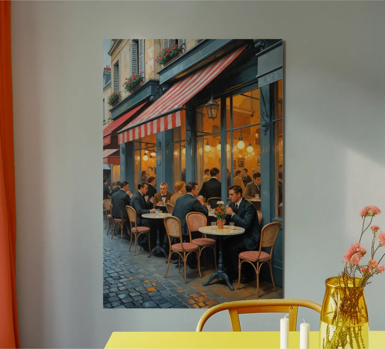 Parisian Café with Vibrant Atmosphere alluminio dibond da AlbertKlee