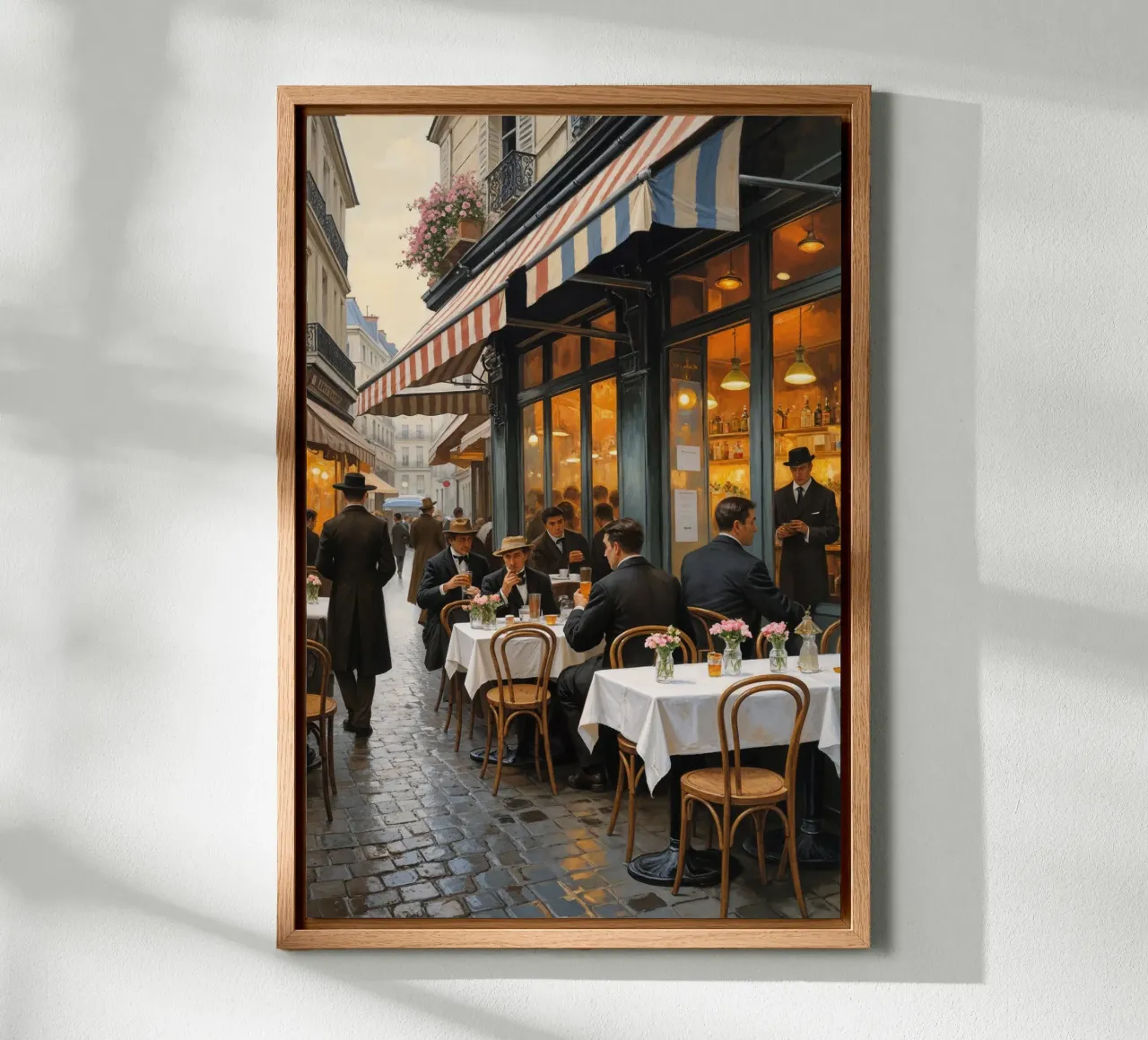 Classic Parisian Café on Cobblestone Streets tela da AlbertKlee