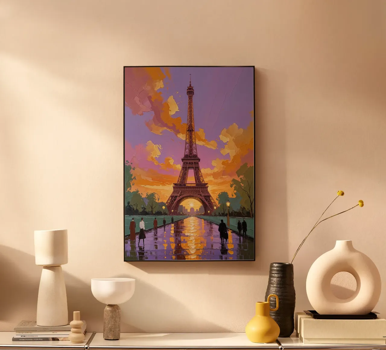 Impressionist Sunset by the Eiffel Tower Acryl-Glas von AlbertKlee