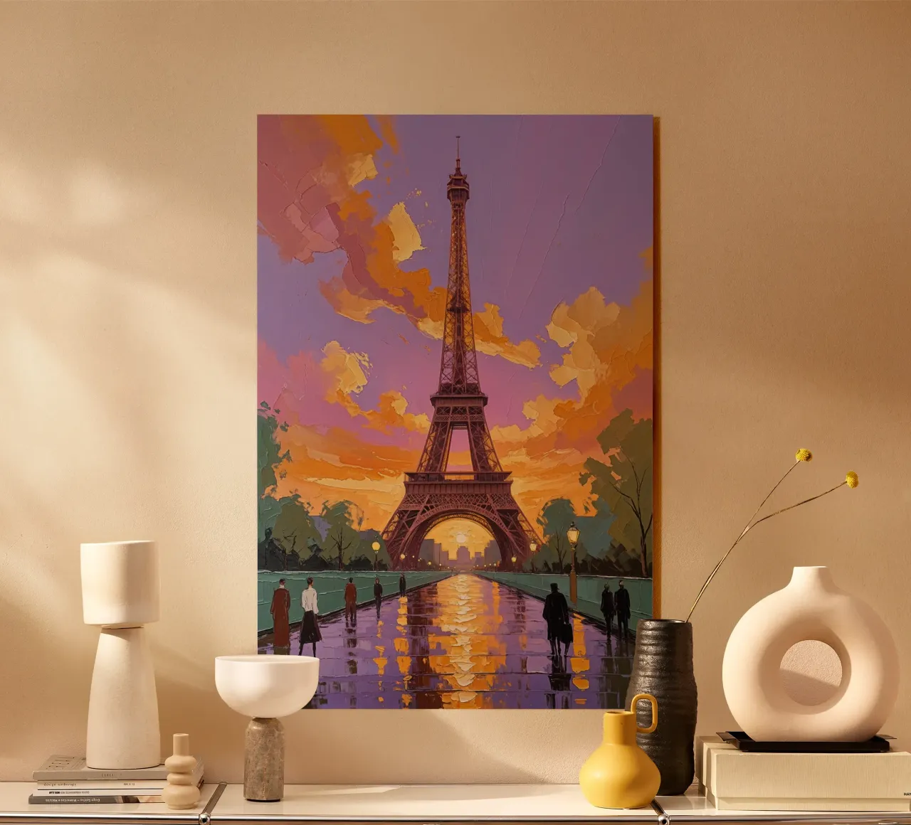 Impressionist Sunset by the Eiffel Tower Acryl-Glas von AlbertKlee