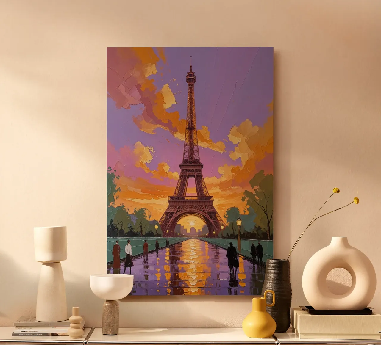 Impressionist Sunset by the Eiffel Tower alluminio dibond da AlbertKlee