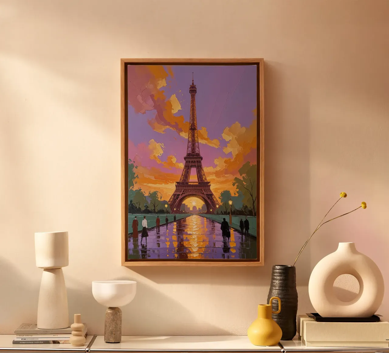 Impressionist Sunset by the Eiffel Tower canvas van AlbertKlee