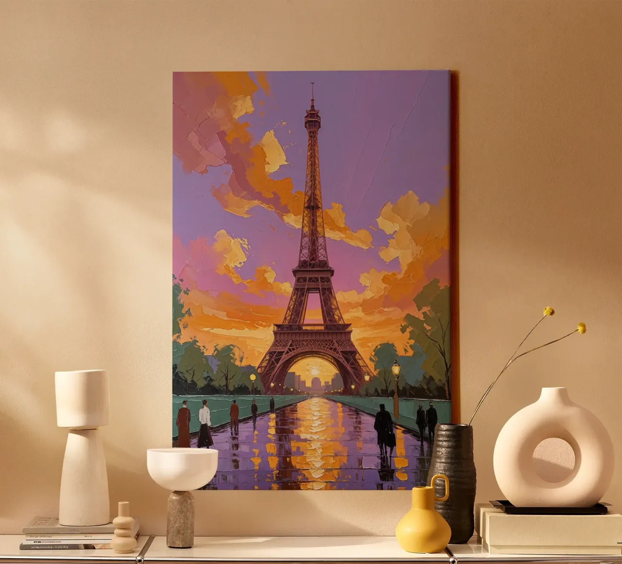 Impressionist Sunset by the Eiffel Tower tela da AlbertKlee