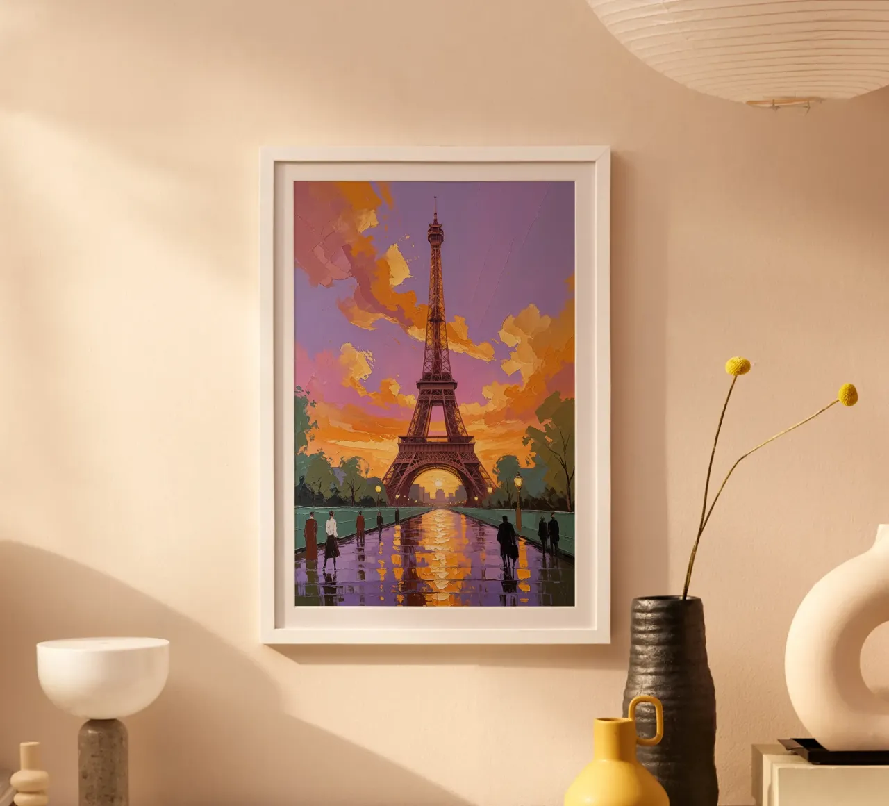 Impressionist Sunset by the Eiffel Tower carta hahnemühle da AlbertKlee