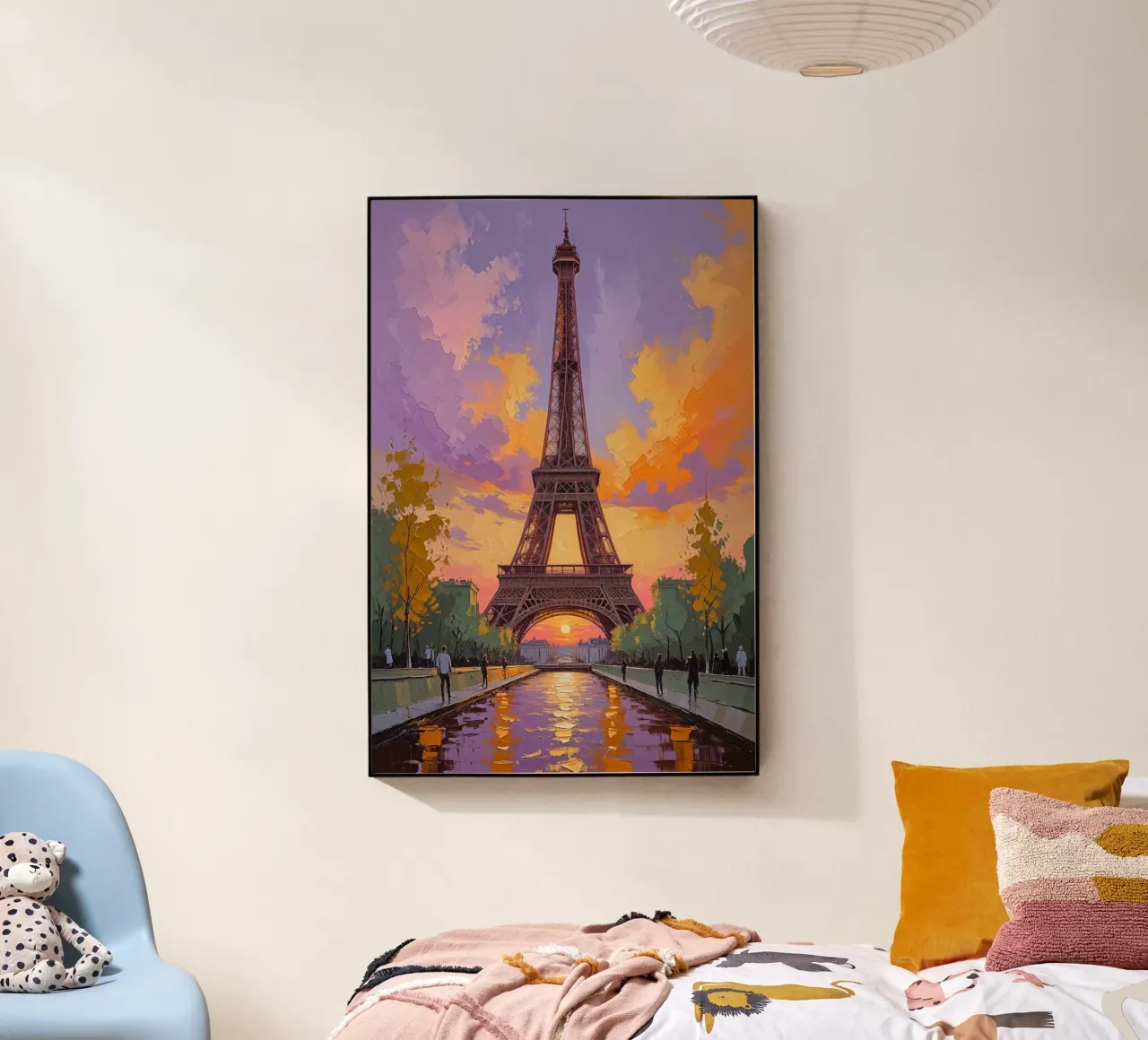 Golden Glow Eiffel Tower Painting metacrilato de AlbertKlee